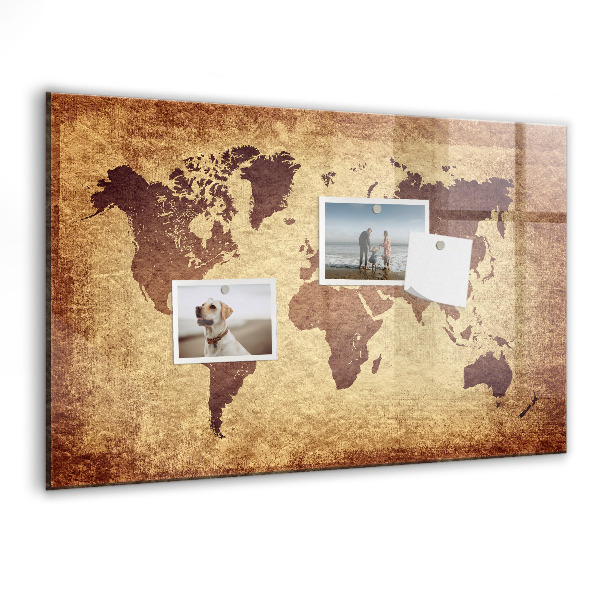 Magnetická psací tabule Mapa světa s místy, kde se daly pořídit fotografie