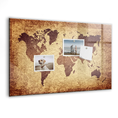 Magnetická psací tabule Mapa světa s místy, kde se daly pořídit fotografie