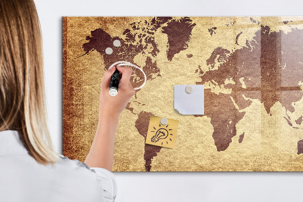 Magnetická psací tabule Mapa světa s místy, kde se daly pořídit fotografie