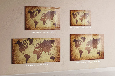 Magnetická psací tabule Mapa světa s místy, kde se daly pořídit fotografie