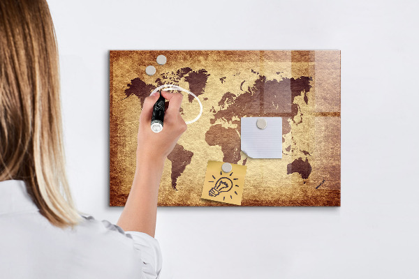 Magnetická psací tabule Mapa světa s místy, kde se daly pořídit fotografie