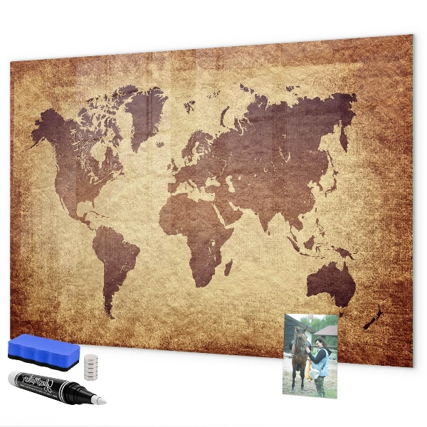 Magnetická psací tabule Mapa světa s místy, kde se daly pořídit fotografie