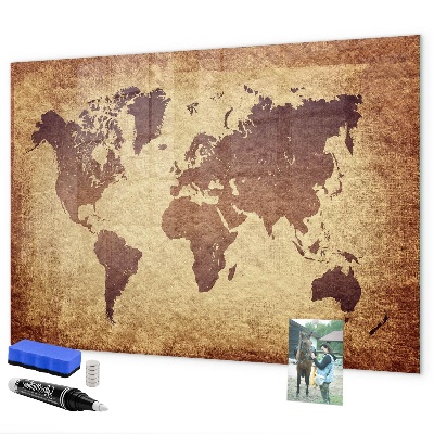 Magnetická psací tabule Mapa světa s místy, kde se daly pořídit fotografie