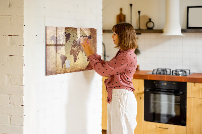 Magnetická psací tabule Mapa světa s místy, kde se daly pořídit fotografie