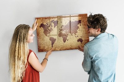 Magnetická psací tabule Mapa světa s místy, kde se daly pořídit fotografie