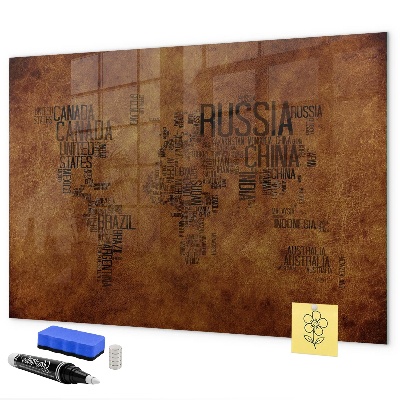 Magnetická psací tabule Mapa světa s osobními vzpomínkami