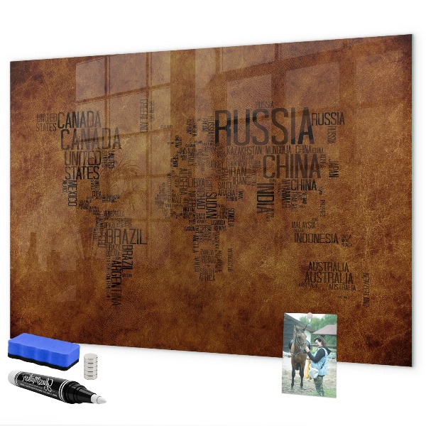 Magnetická psací tabule Mapa světa s osobními vzpomínkami