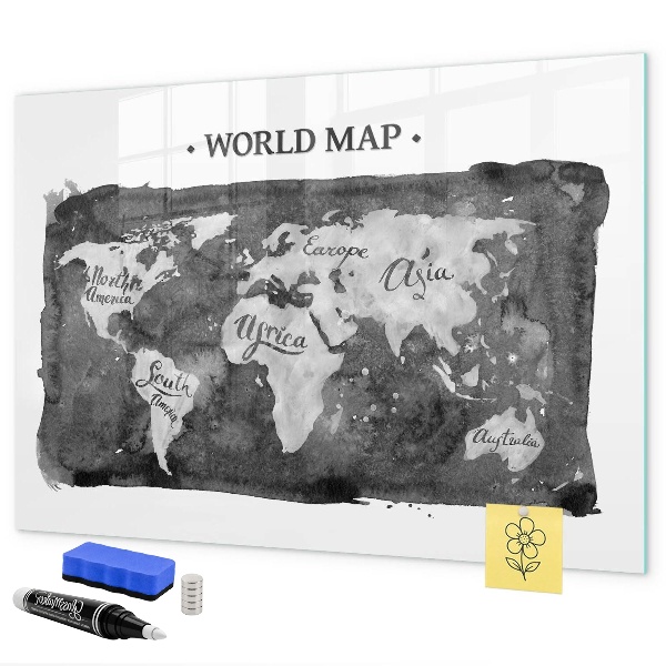 Popisovatelná magnetická tabule Mapa světa s místy, kde se daly pořídit fotografie