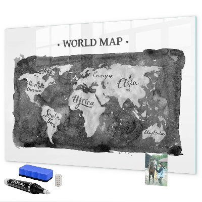 Popisovatelná magnetická tabule Mapa světa s místy, kde se daly pořídit fotografie