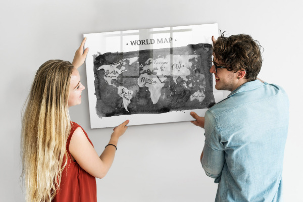 Popisovatelná magnetická tabule Mapa světa s místy, kde se daly pořídit fotografie