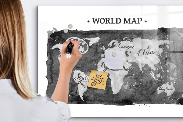 Popisovatelná magnetická tabule Mapa světa s místy, kde se daly pořídit fotografie
