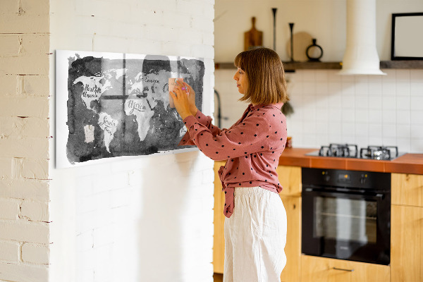 Popisovatelná magnetická tabule Mapa světa s místy, kde se daly pořídit fotografie