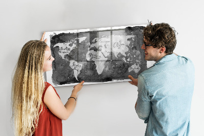 Popisovatelná magnetická tabule Mapa světa s místy, kde se daly pořídit fotografie