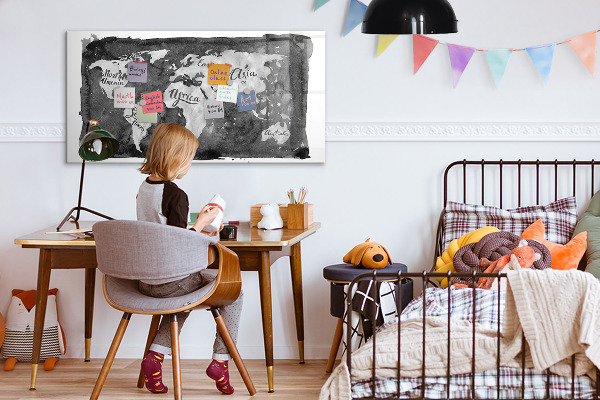 Popisovatelná magnetická tabule Mapa světa s místy, kde se daly pořídit fotografie