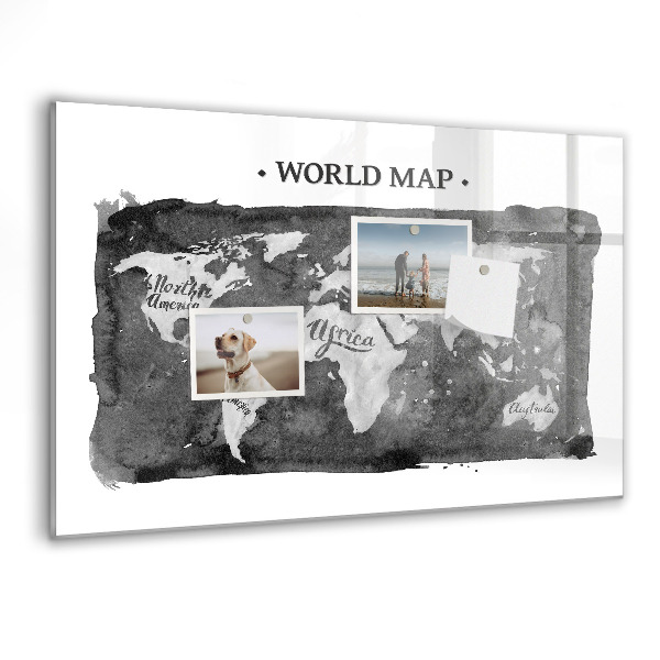 Popisovatelná magnetická tabule Mapa světa s místy, kde se daly pořídit fotografie