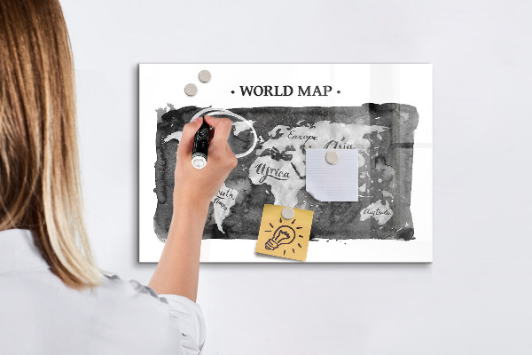 Popisovatelná magnetická tabule Mapa světa s místy, kde se daly pořídit fotografie