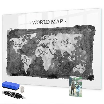 Popisovatelná magnetická tabule Mapa světa s místy, kde se daly pořídit fotografie