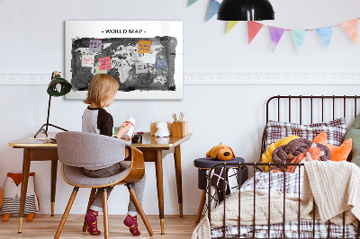 Popisovatelná magnetická tabule Mapa světa s místy, kde se daly pořídit fotografie