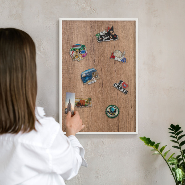 Nástěnky na magnety v bílém rámu Textura dřeva