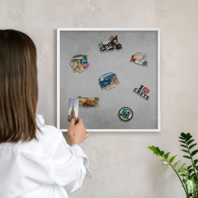 Nástěnky na magnety v bílém rámu Stříbrná mlha
