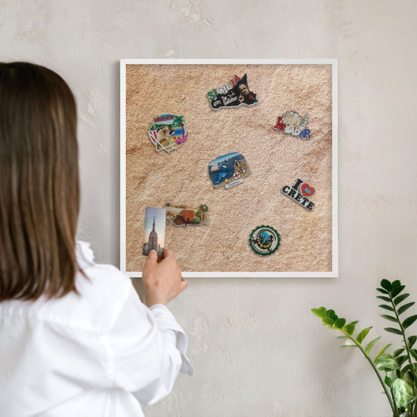 Nástěnky na magnety v bílém rámu Kamenná textura