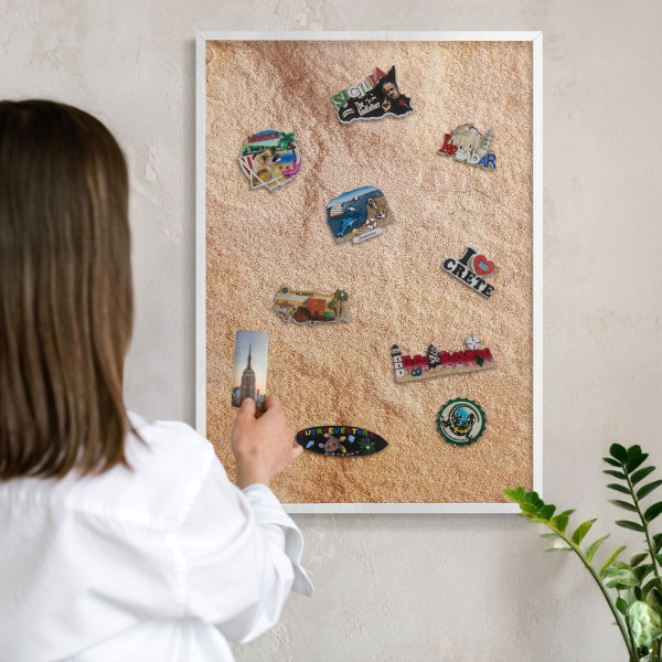 Nástěnky na magnety v bílém rámu Kamenná textura