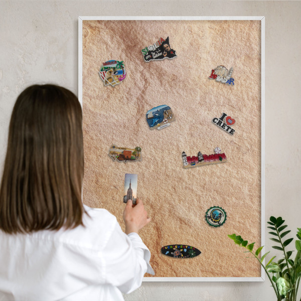 Nástěnky na magnety v bílém rámu Kamenná textura