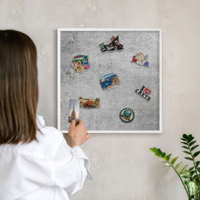 Nástěnky na magnety v bílém rámu Betonový minimalismus