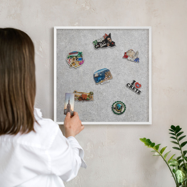 Kovové tabule na magnety bílý rám Šedá textura