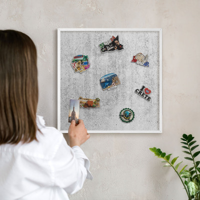 Nástěnky na magnety v bílém rámu Šedá textura