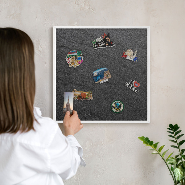 Kovové tabule na magnety bílý rám Černá textura