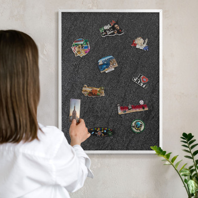 Kovové tabule na magnety bílý rám Černá textura