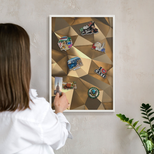 Kovové tabule na magnety bílý rám Teplá geometrie
