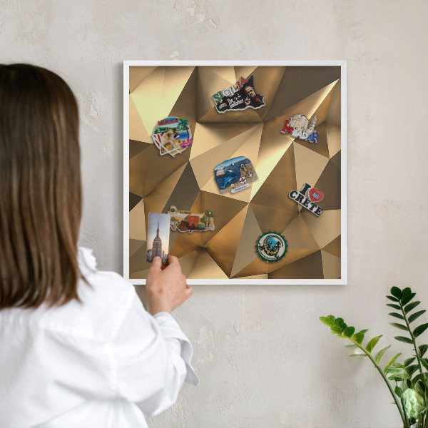 Kovové tabule na magnety bílý rám Teplá geometrie