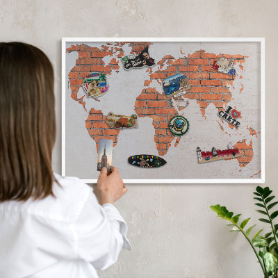 Nástěnky na magnety v bílém rámu Mapa cihel