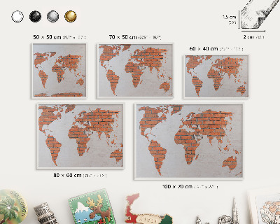 Nástěnky na magnety v bílém rámu Mapa cihel