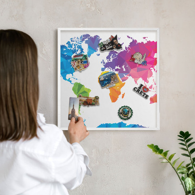Kovové tabule na magnety bílý rám Barevná mapa