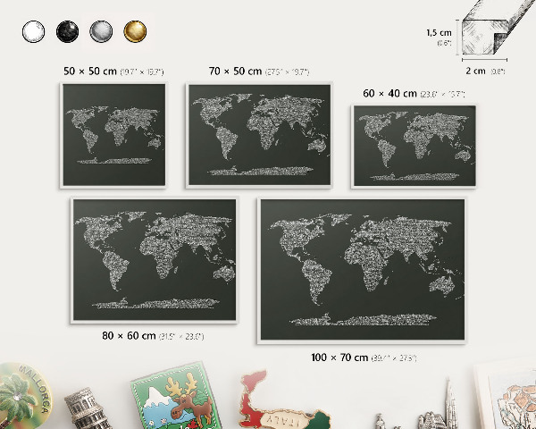 Nástěnky na magnety v bílém rámu Textová mapa