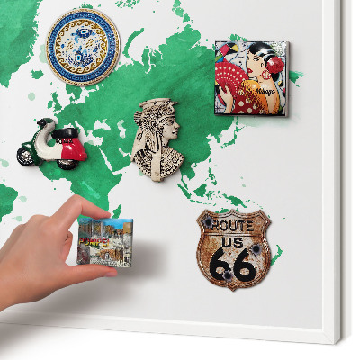 Nástěnky na magnety v bílém rámu Zelená mapa