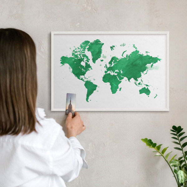 Nástěnky na magnety v bílém rámu Zelená mapa