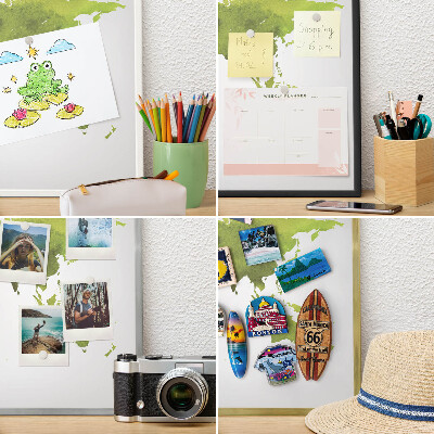 Kovové tabule na magnety bílý rám Zelená mapa