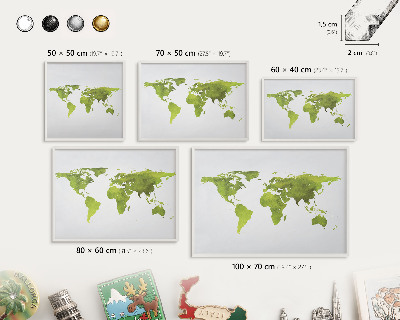 Kovové tabule na magnety bílý rám Zelená mapa