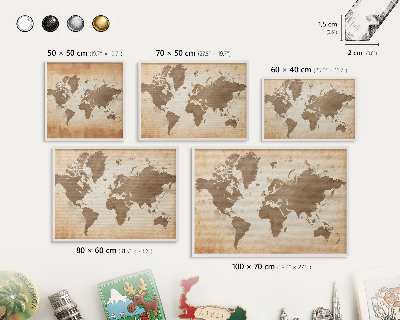 Nástěnky na magnety v bílém rámu Mapa světa