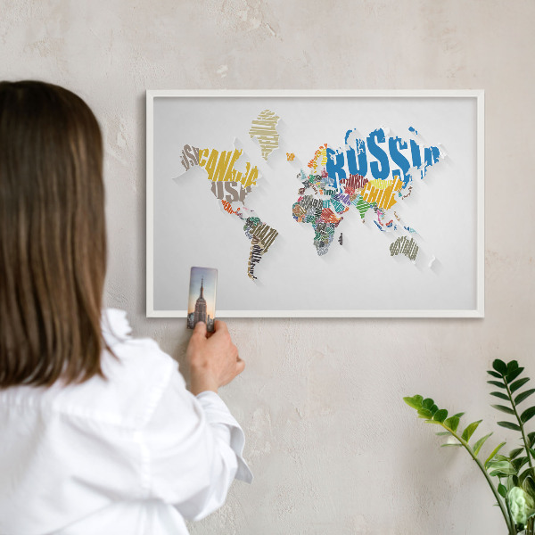 Nástěnky na magnety v bílém rámu Barevná mapa