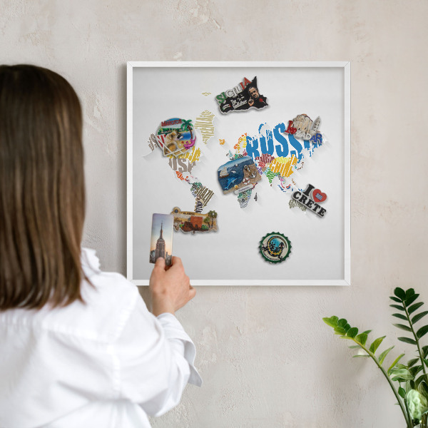 Nástěnky na magnety v bílém rámu Barevná mapa