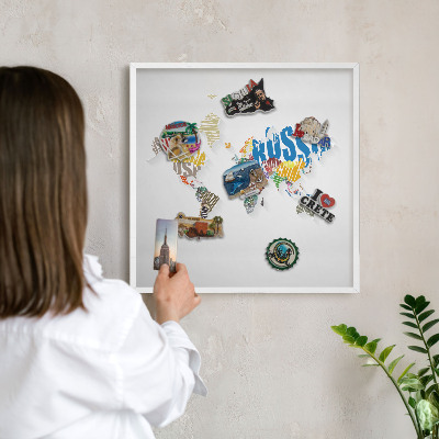Nástěnky na magnety v bílém rámu Barevná mapa