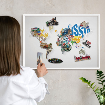 Nástěnky na magnety v bílém rámu Barevná mapa