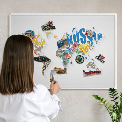 Nástěnky na magnety v bílém rámu Barevná mapa