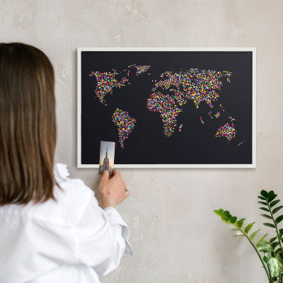 Kovové tabule na magnety bílý rám Barevná mapa