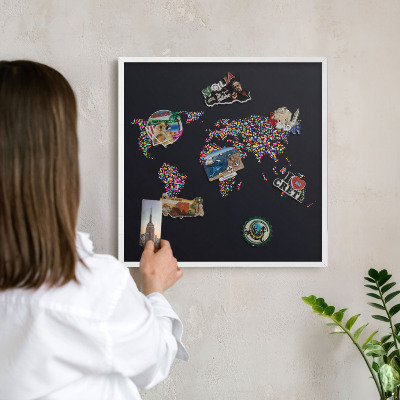 Kovové tabule na magnety bílý rám Barevná mapa